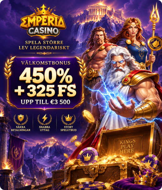 Emperia Casino registrering med 450% bonus + 325 free spins